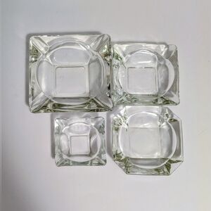 Ash Trays Bundle Four Clear Glass Small Medium Large